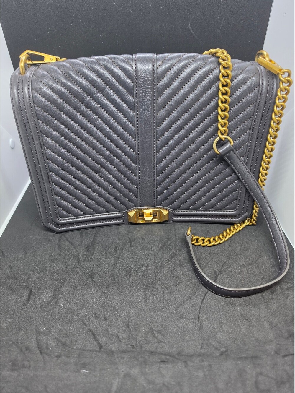 Rebecca Minkoff Quilted 100% Leather Shoulder Bag with Gold Chain Strap *NWOT*